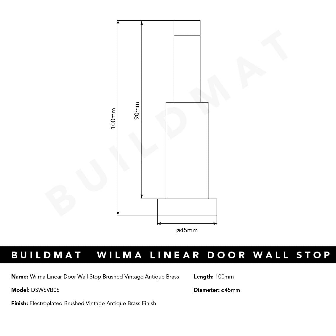 Wilma Linear Door Wall Stop Brushed Vintage Antique Brass