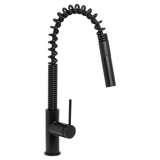 Venezia Gooseneck Pull Out Spring Sink Mixer Matte Black