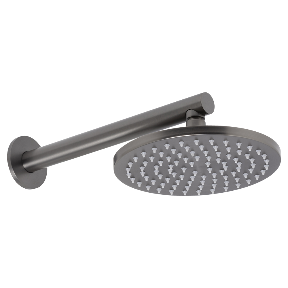 Venezia Overhead Rain Shower With 300mm Wall Arm Brushed Gunmetal