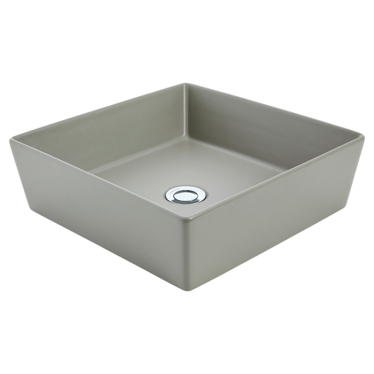 Venezia Square Countertop Vessel With Chrome Pop-up Waste Ash