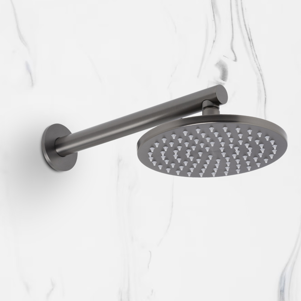 Venezia Overhead Rain Shower With 300mm Wall Arm Brushed Gunmetal