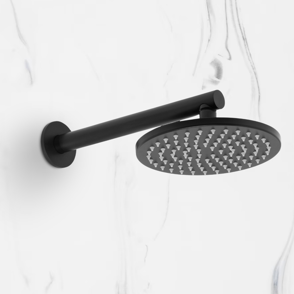 Venezia Overhead Rain Shower With 300mm Wall Arm Matte Black