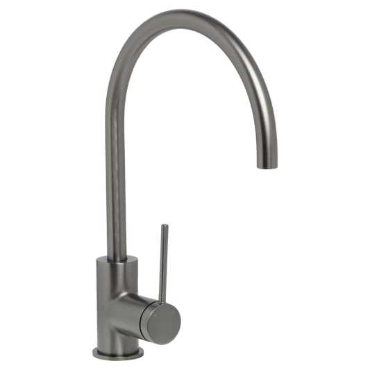 Venezia Gooseneck Sink Mixer Brushed Gunmetal