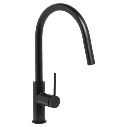 Venezia Gooseneck Pull Out Sink Mixer Matte Black