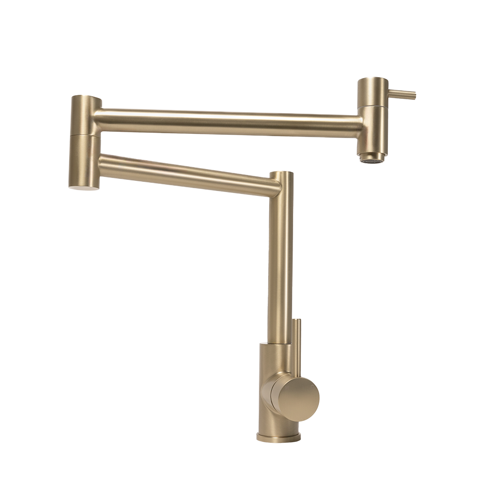 Barbara Bench Pot Filler Brushed Brass Gold