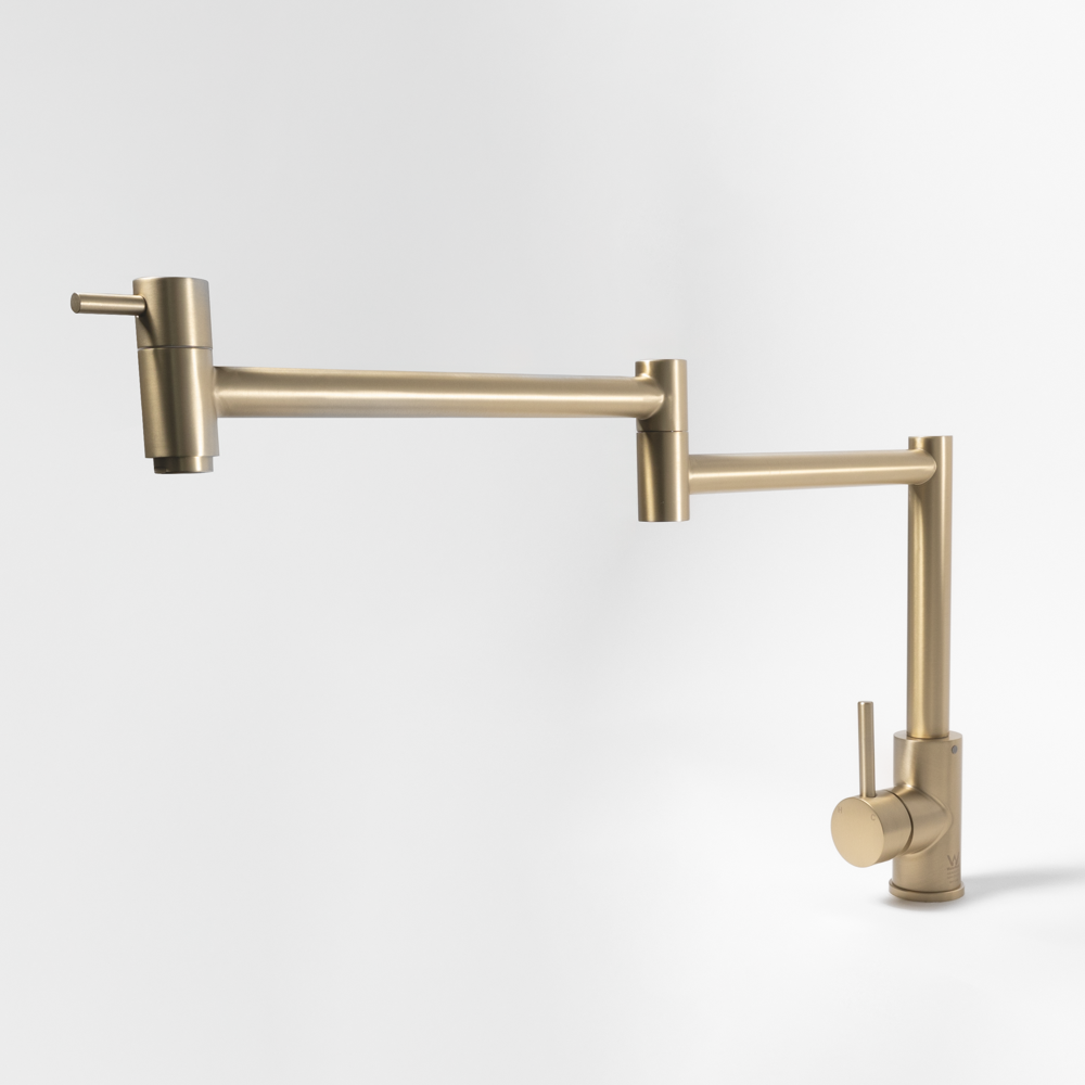 Barbara Bench Pot Filler Brushed Brass Gold