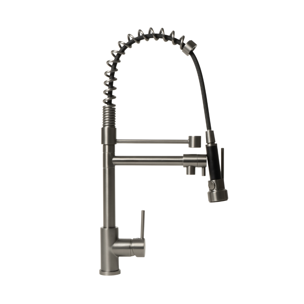 Cleo Brushed Gunmetal Pull Down Dual Spray Mixer