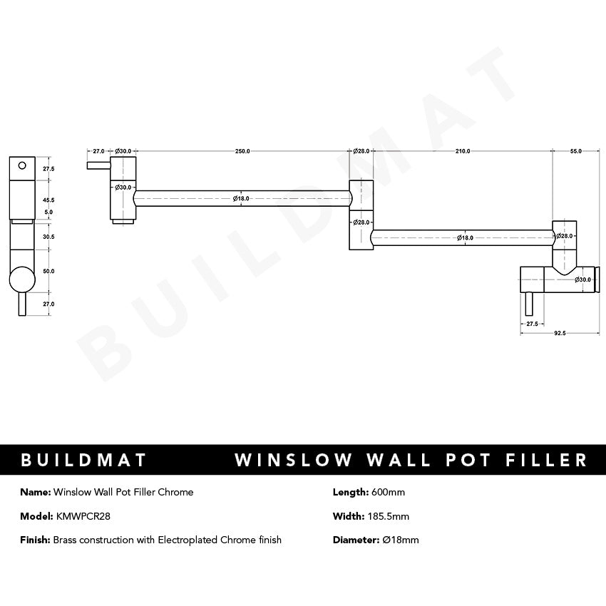 Winslow Wall Pot Filler Chrome