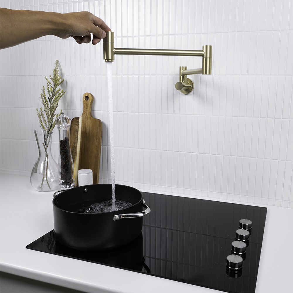 Winslow Wall Pot Filler Brushed Brass Gold