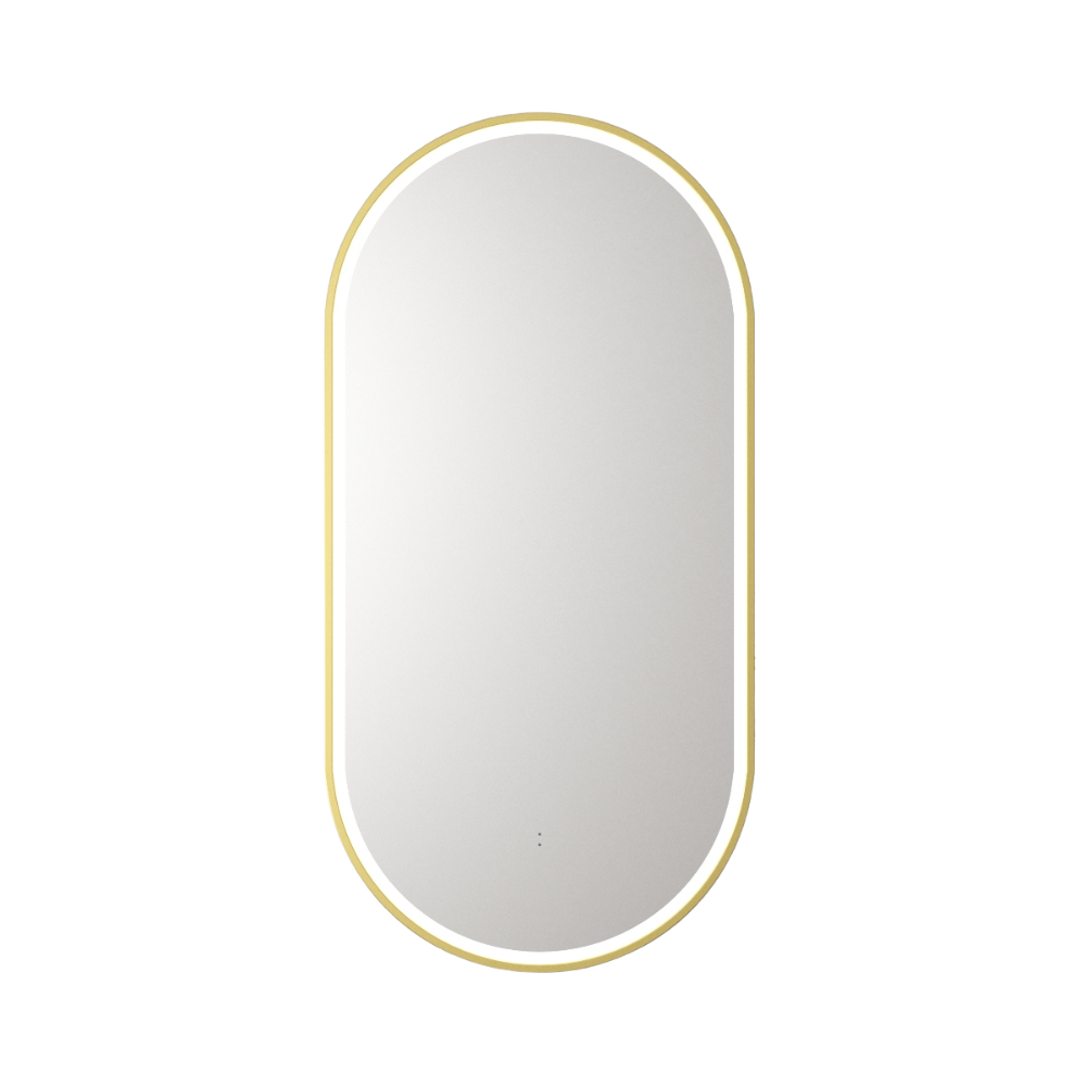 Beau Monde Oblong Pill LED Mirror Brushed Gold