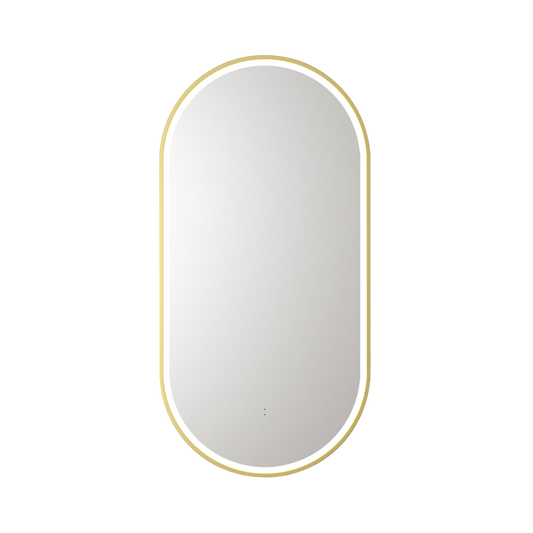 Beau Monde Oblong Pill LED Mirror Brushed Gold