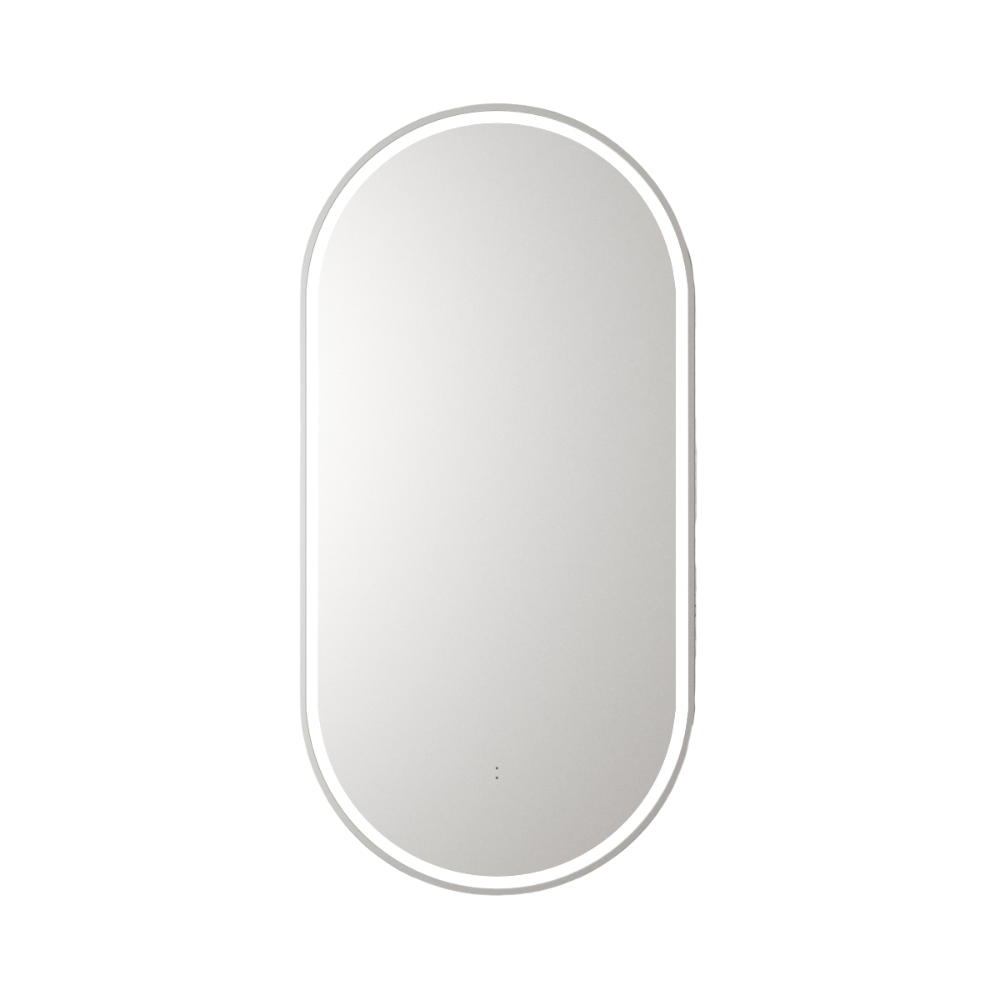 Beau Monde Oblong Pill LED Mirror Brushed Nickel