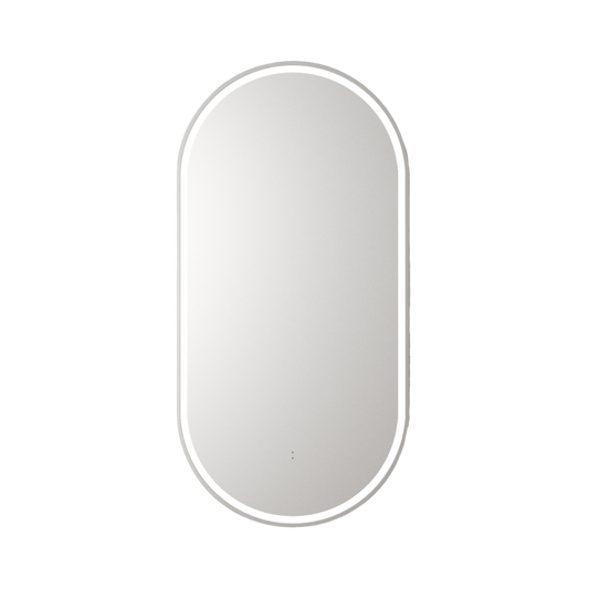 Beau Monde Oblong Pill LED Mirror Brushed Nickel