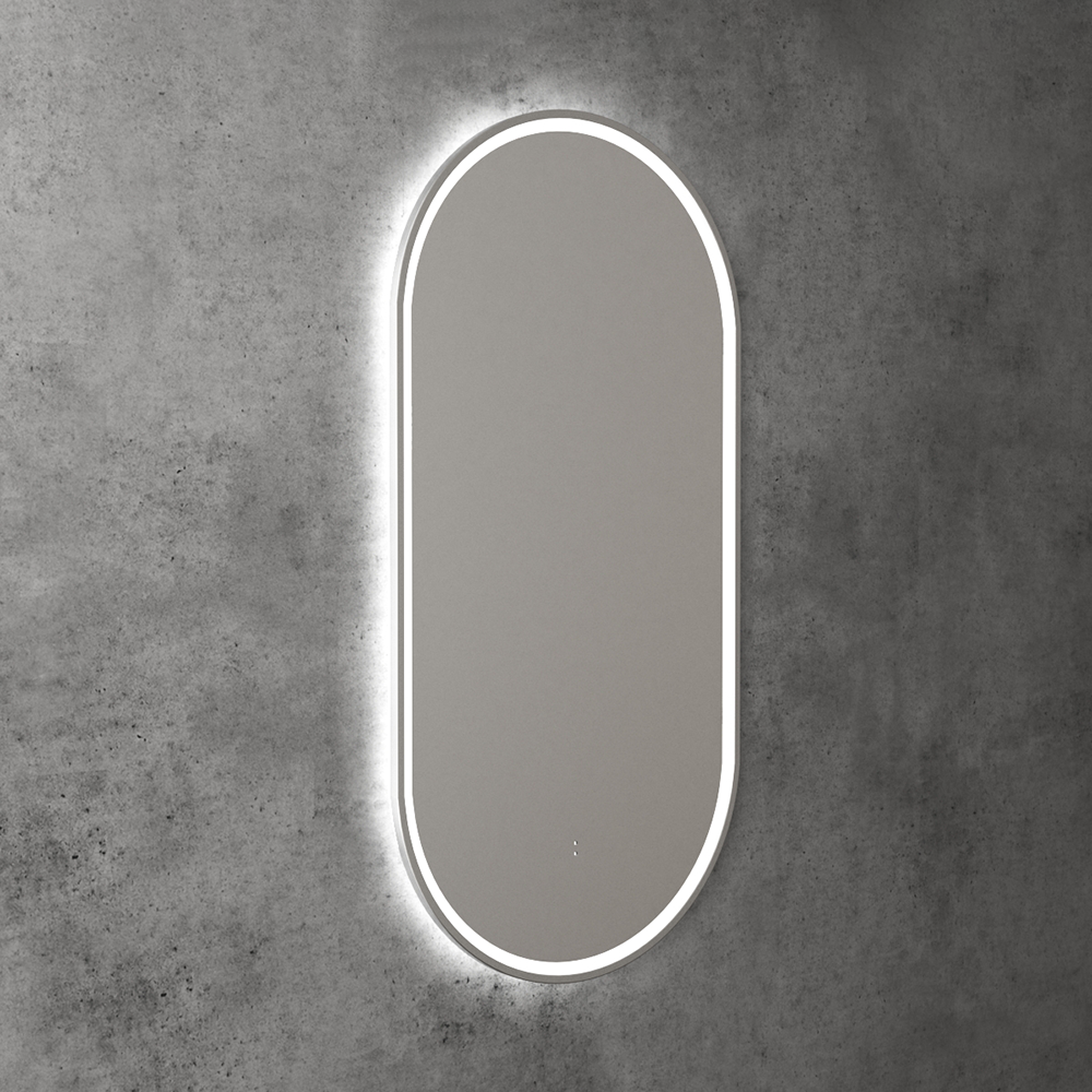 Beau Monde Oblong Pill LED Mirror Brushed Nickel