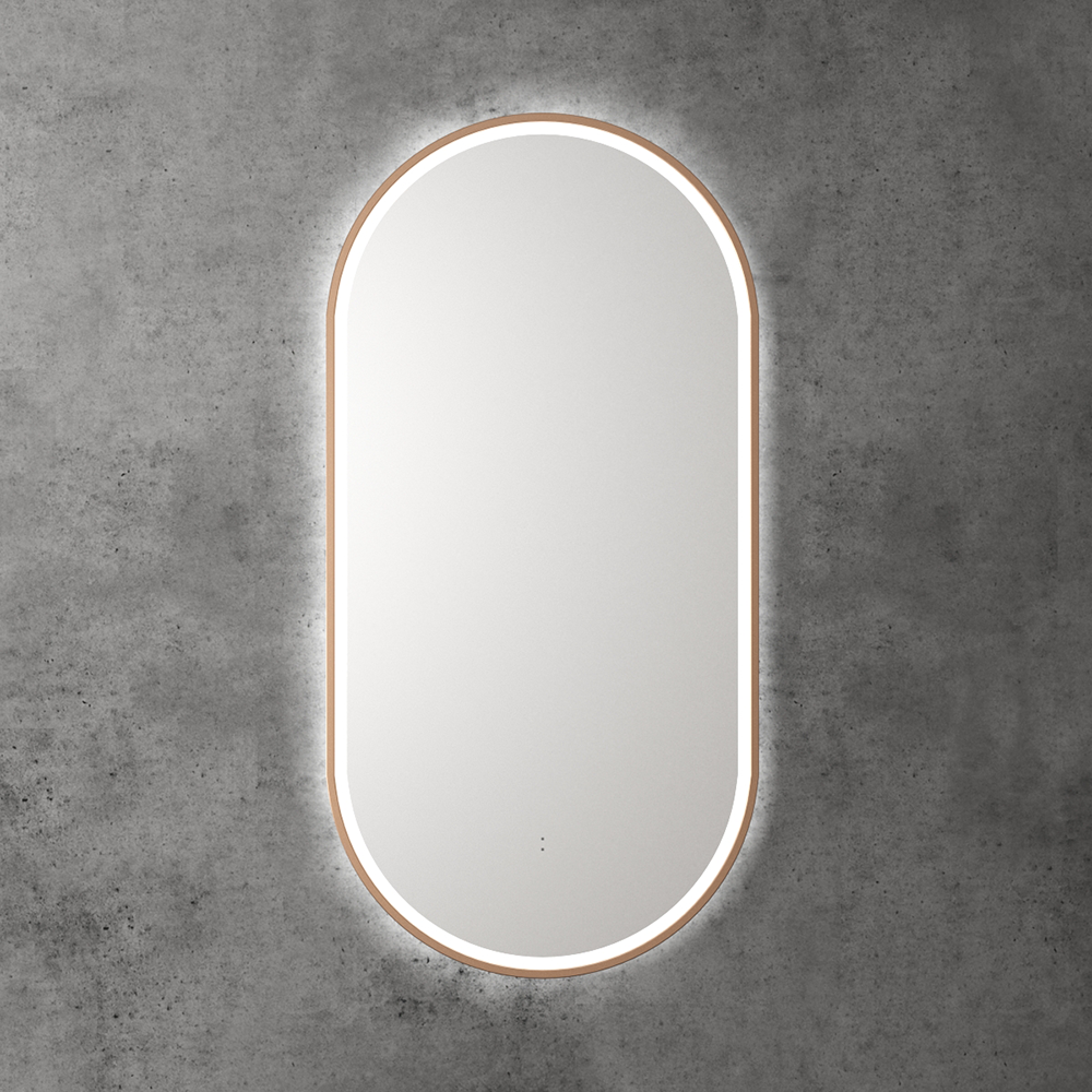 Beau Monde Oblong Pill LED Mirror Brushed Bronze