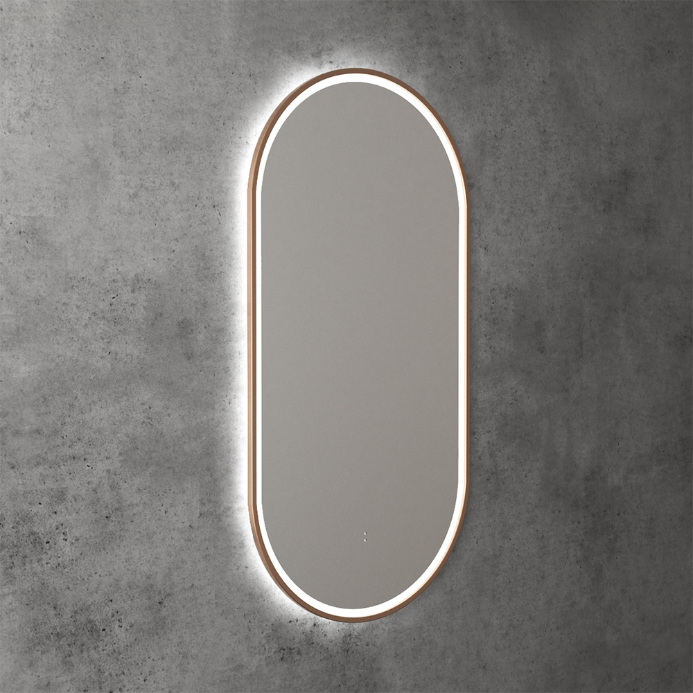 Beau Monde Oblong Pill LED Mirror Brushed Bronze