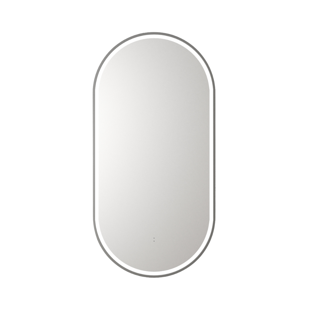 Beau Monde Oblong Pill LED Mirror Gunmetal