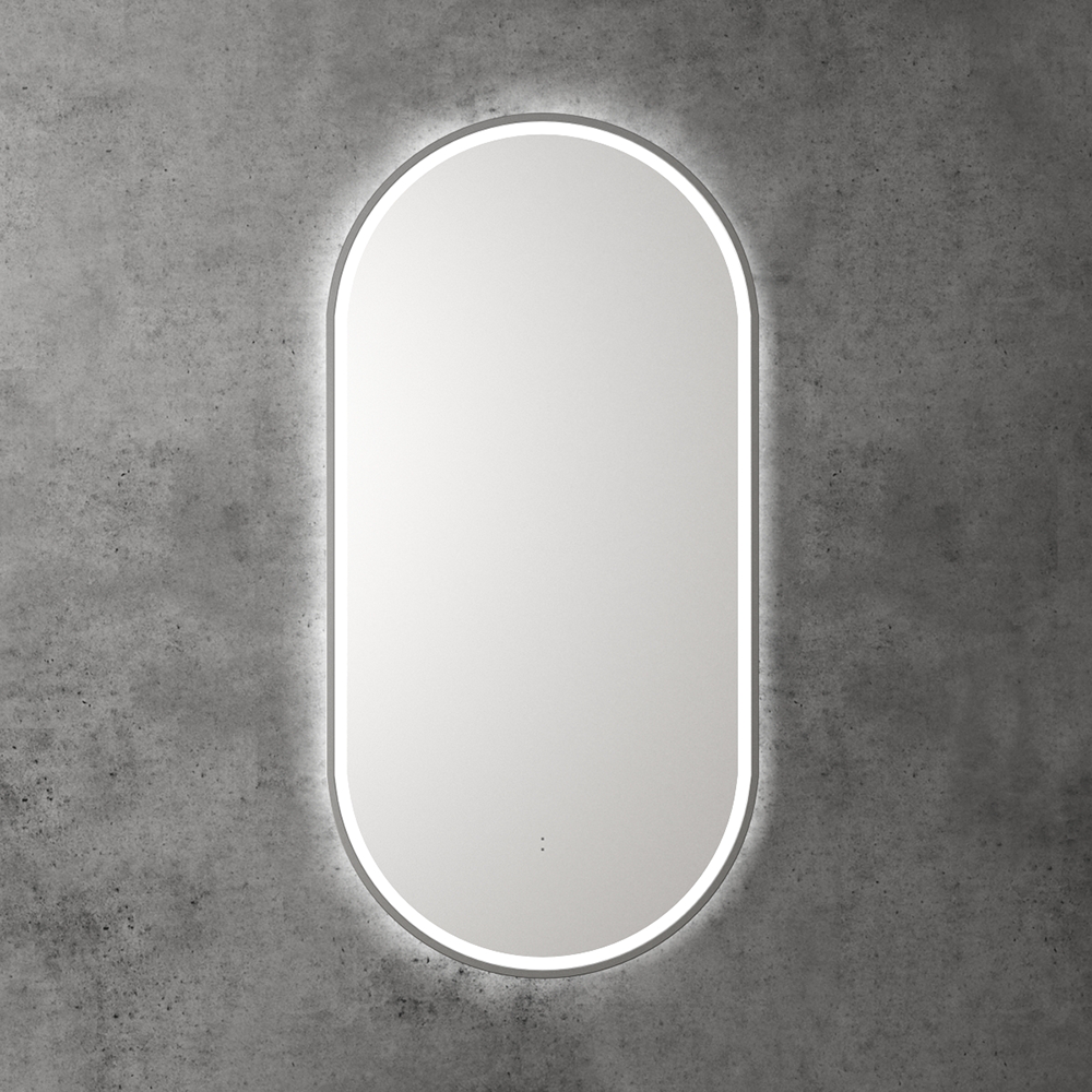 Beau Monde Oblong Pill LED Mirror Gunmetal