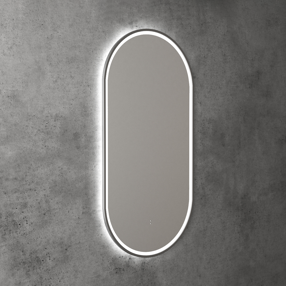 Beau Monde Oblong Pill LED Mirror Gunmetal