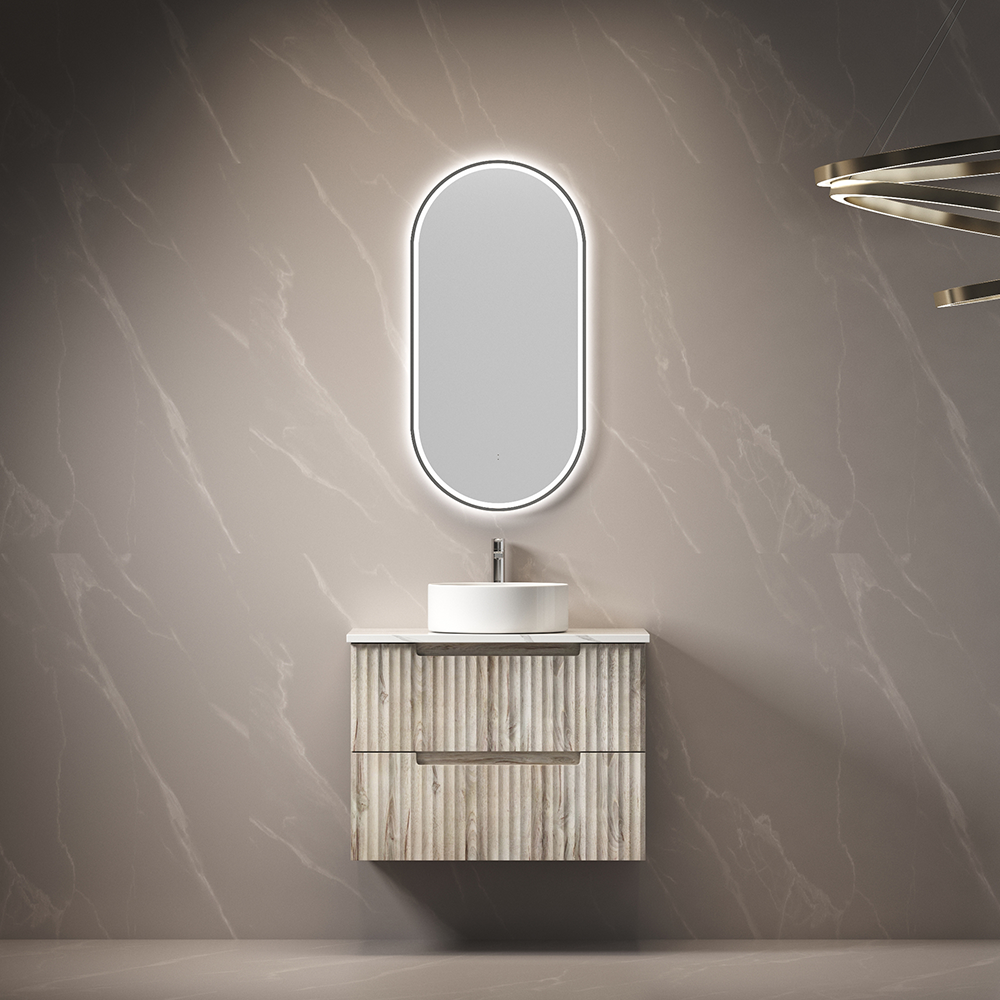 Beau Monde Oblong Pill LED Mirror Gunmetal