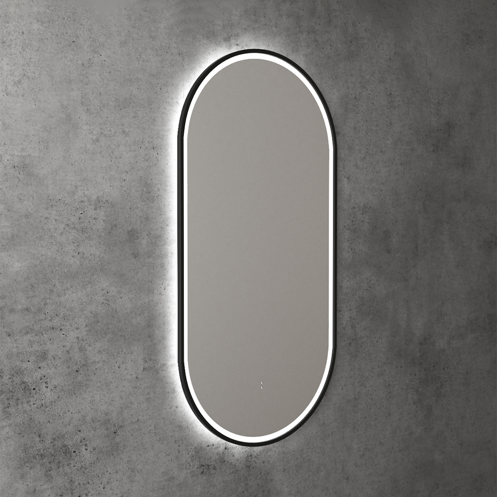 Beau Monde Oblong Pill LED Mirror Matte Black