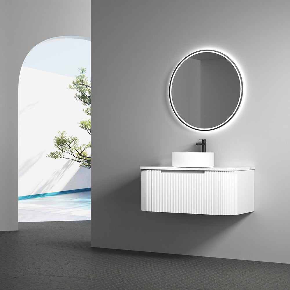 Windsor Round LED Mirror 900mm Gunmetal