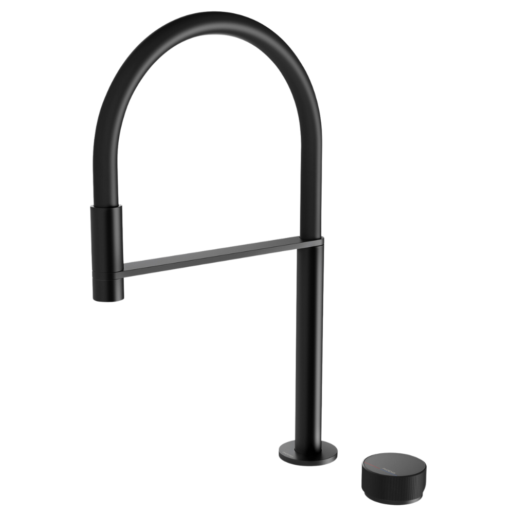 Axia Matte Black Hob Sink Mixer Set Flexible Hose 230mm