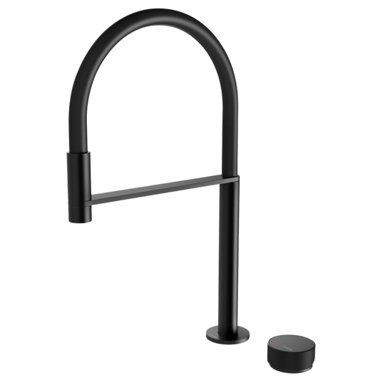 Axia Matte Black Hob Sink Mixer Set Flexible Hose 230mm