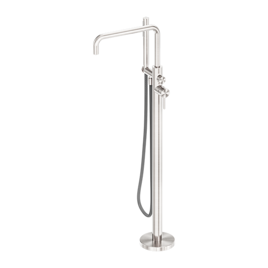 Zen Freestanding Bath Mixer With Outdoor Shower Hose Brushed Nickel