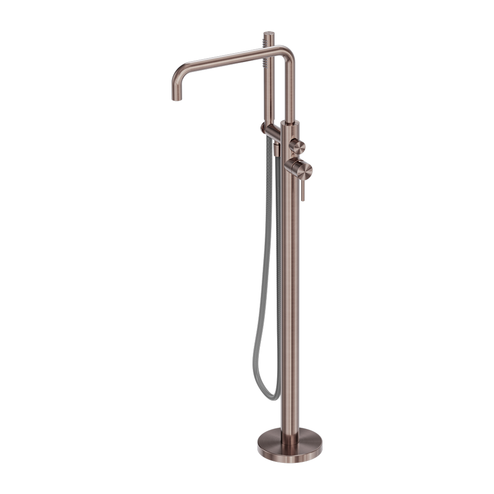 Zen Freestanding Bath Mixer With Outdoor Shower Hose Brushed Bronze