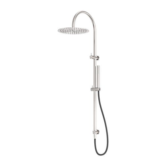 Zen Twin Shower With Outdoor Shower Hose Brushed Nickel