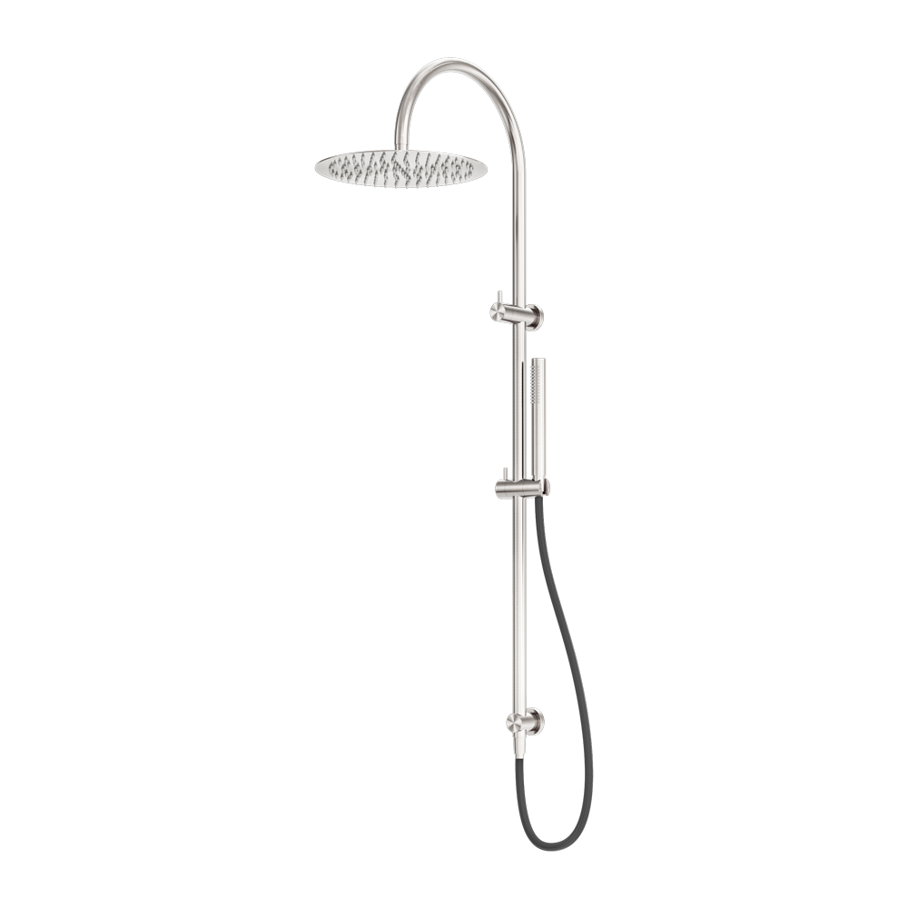 Zen Twin Shower With Outdoor Shower Hose Brushed Nickel