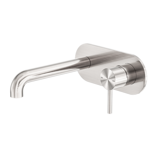 Zen Wall Basin/Bath Mixer 185mm Spout Brushed Nickel