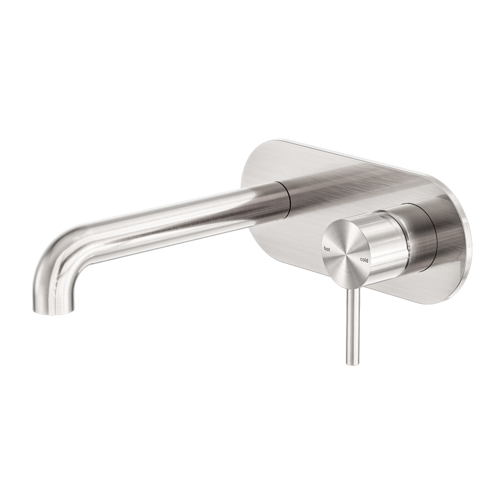 Zen Wall Basin/Bath Mixer 185mm Spout Brushed Nickel