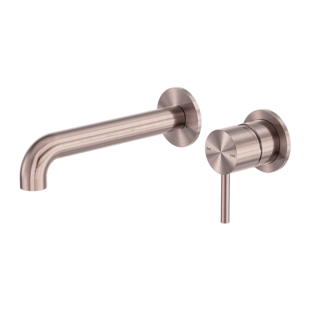 Zen Wall Basin/Bath Mixer Separate Back Plate 185mm Spout Brushed Bronze