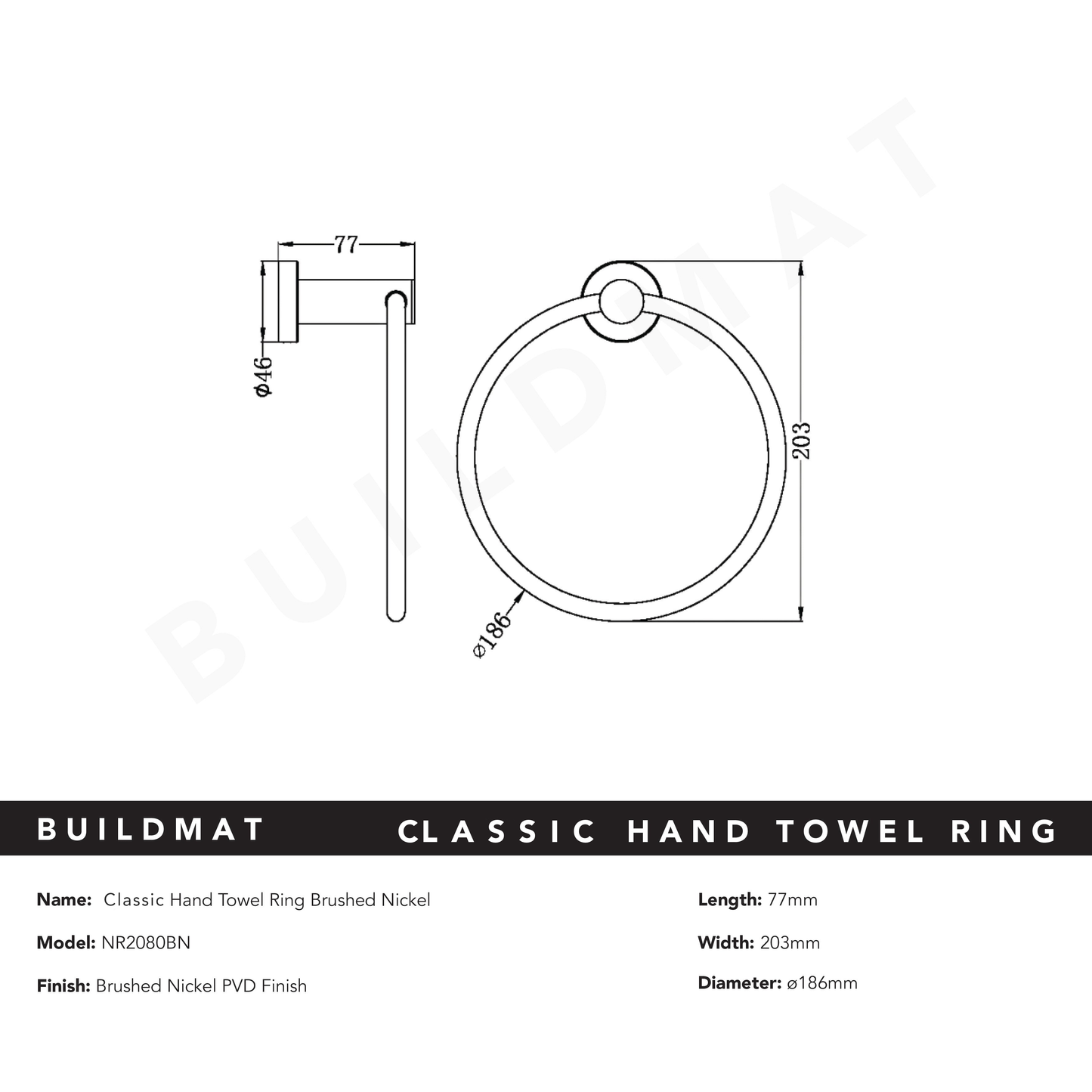 Classic Hand Towel Ring Brushed Nickel