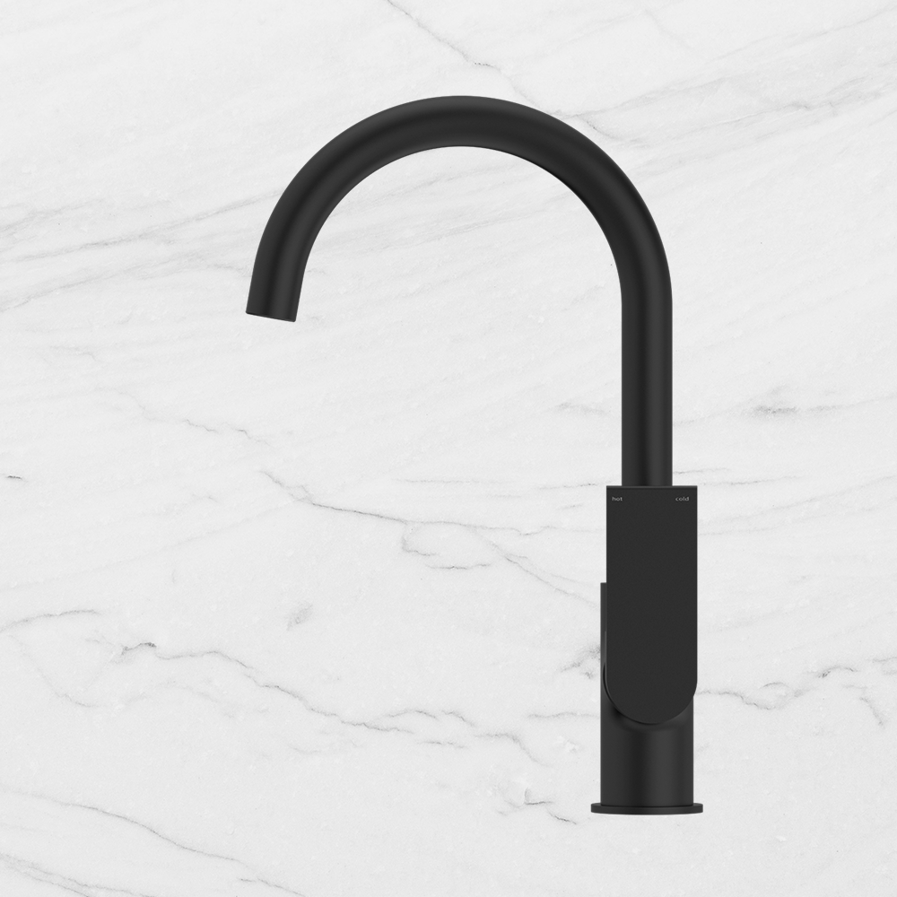 Bianca Kitchen Mixer Gooseneck Spout Matte Black