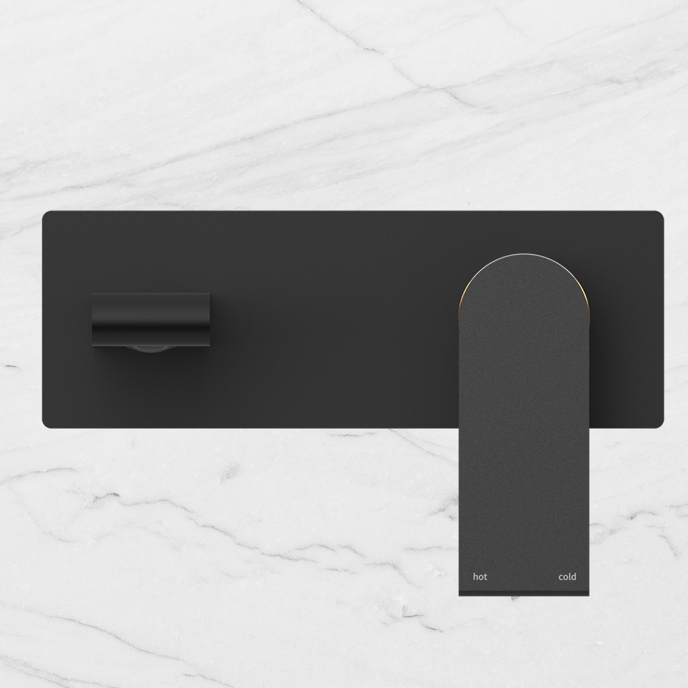 Bianca Wall Basin/Bath Mixer 187mm Matte Black