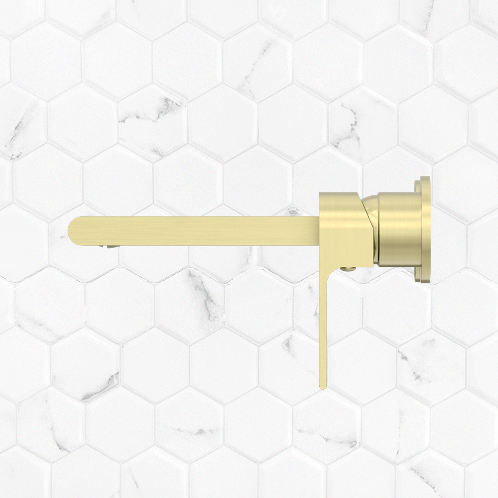 Bianca Wall Basin/Bath Mixer Separate Back Plate 187mm Brushed Gold