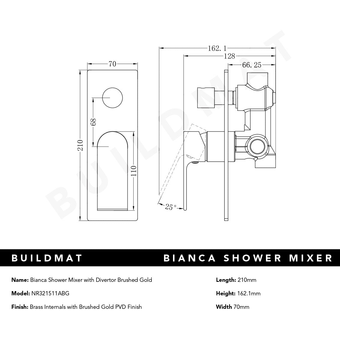 Bianca Shower Mixer with Divertor Brushed Gold