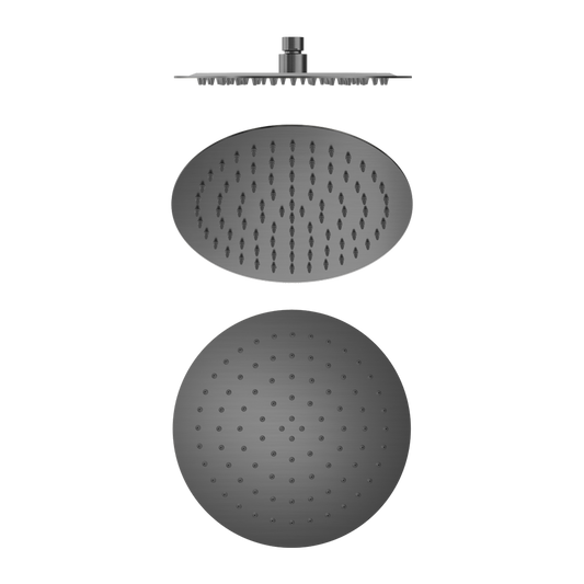 250mm Round Stainless Steel Shower Head 4 Star Rating Brushed Gunmetal