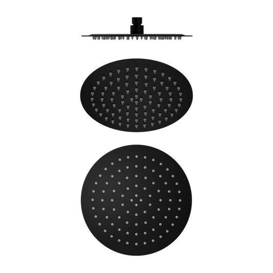 250mm Round Stainless Steel Shower Head 250mm 4 Star Rating Matte Black