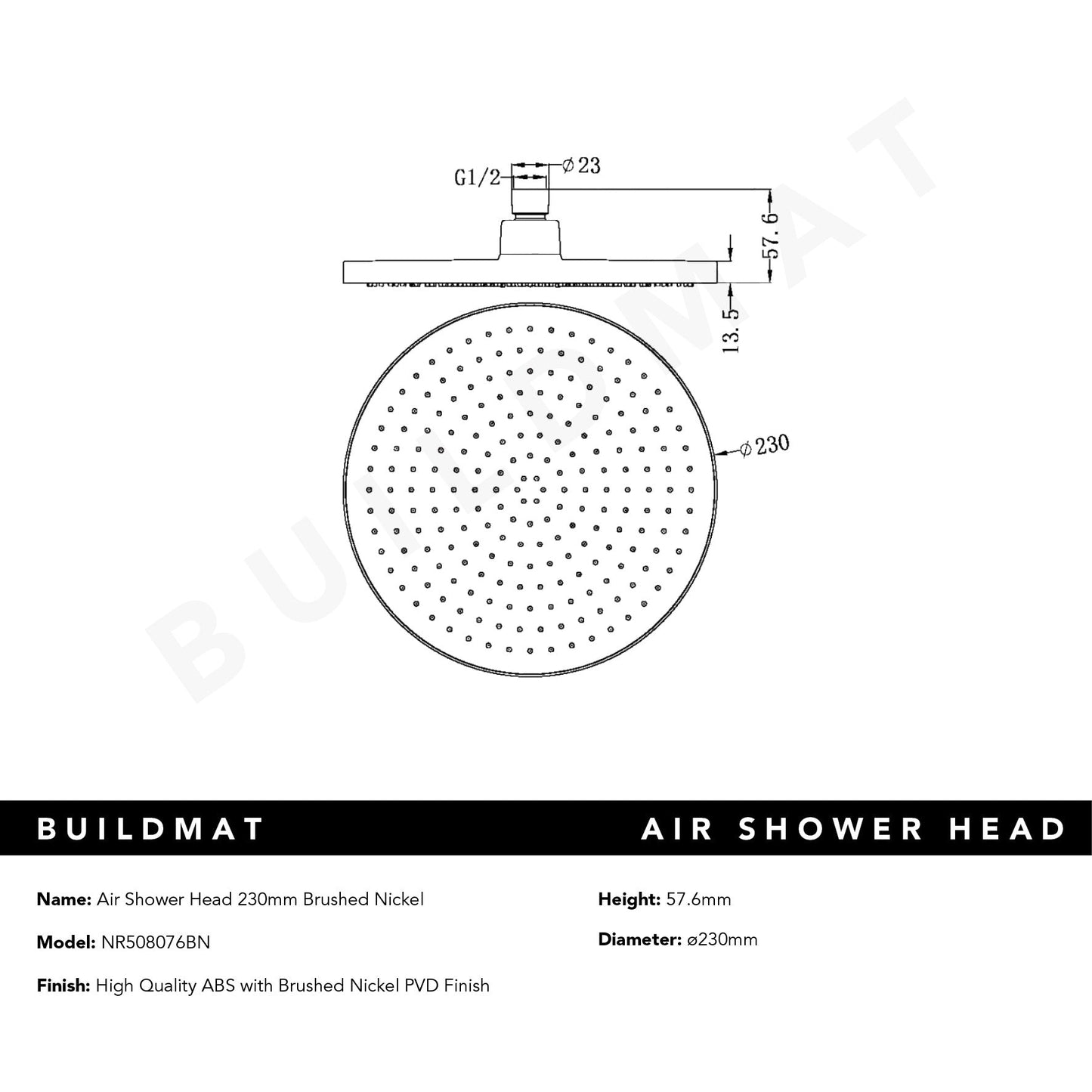 Air Shower Head Brushed Nickel