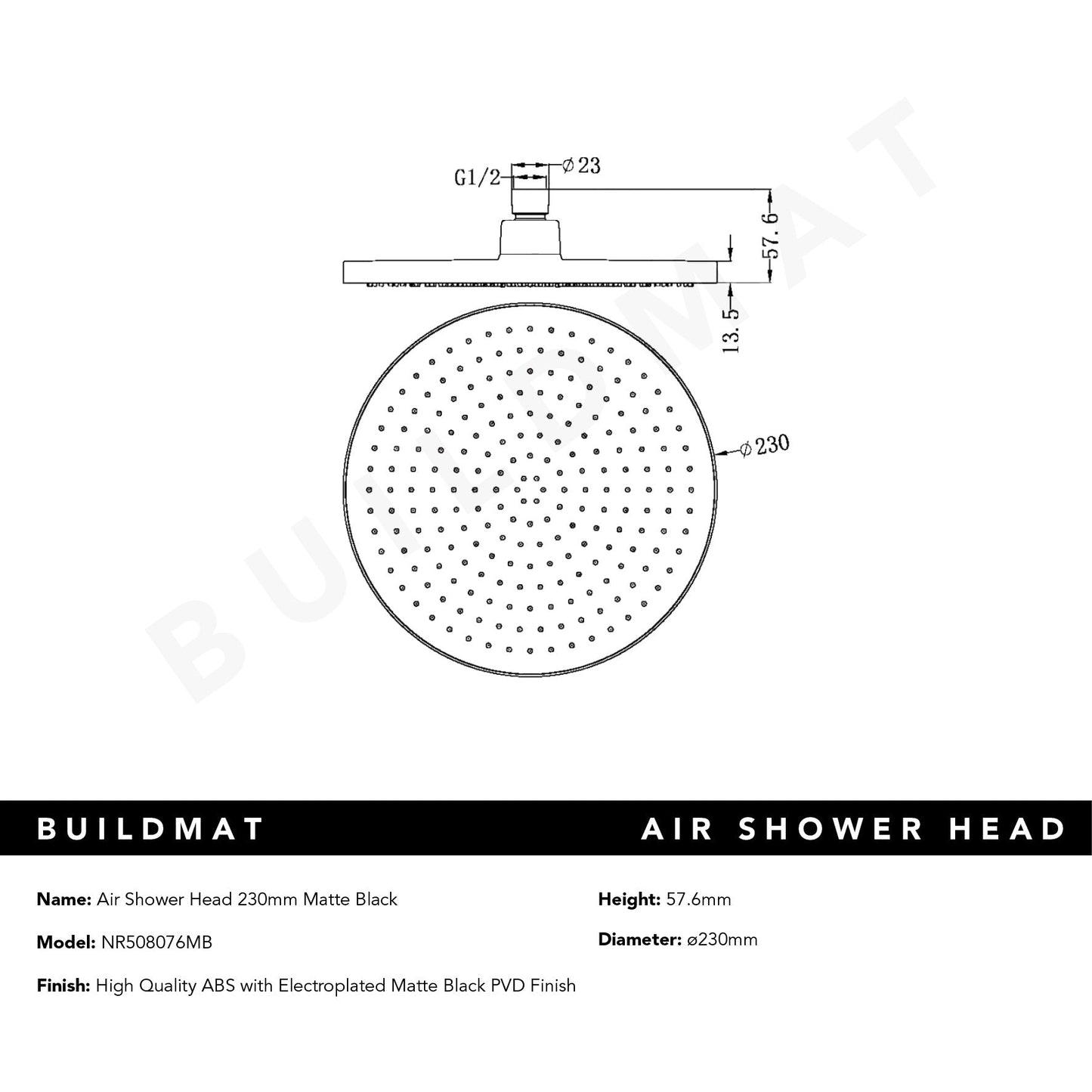 Air Shower Head Matte Black