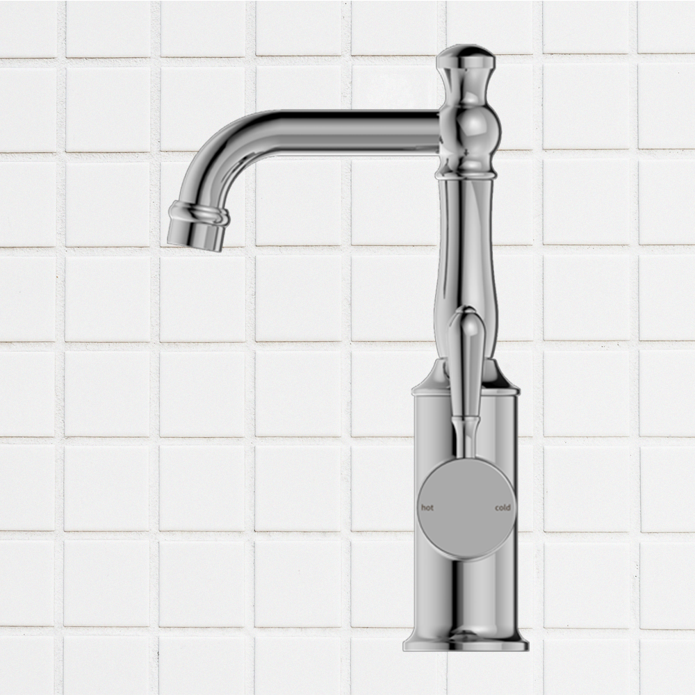 York Basin Mixer with Metal Lever Chrome