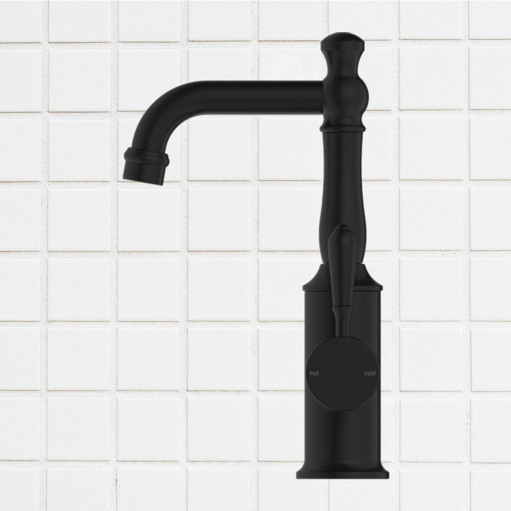 York Basin Mixer with Metal Lever Matte Black