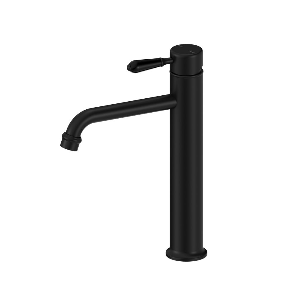 York Straight Tall Basin Mixer with Metal Lever Matte Black