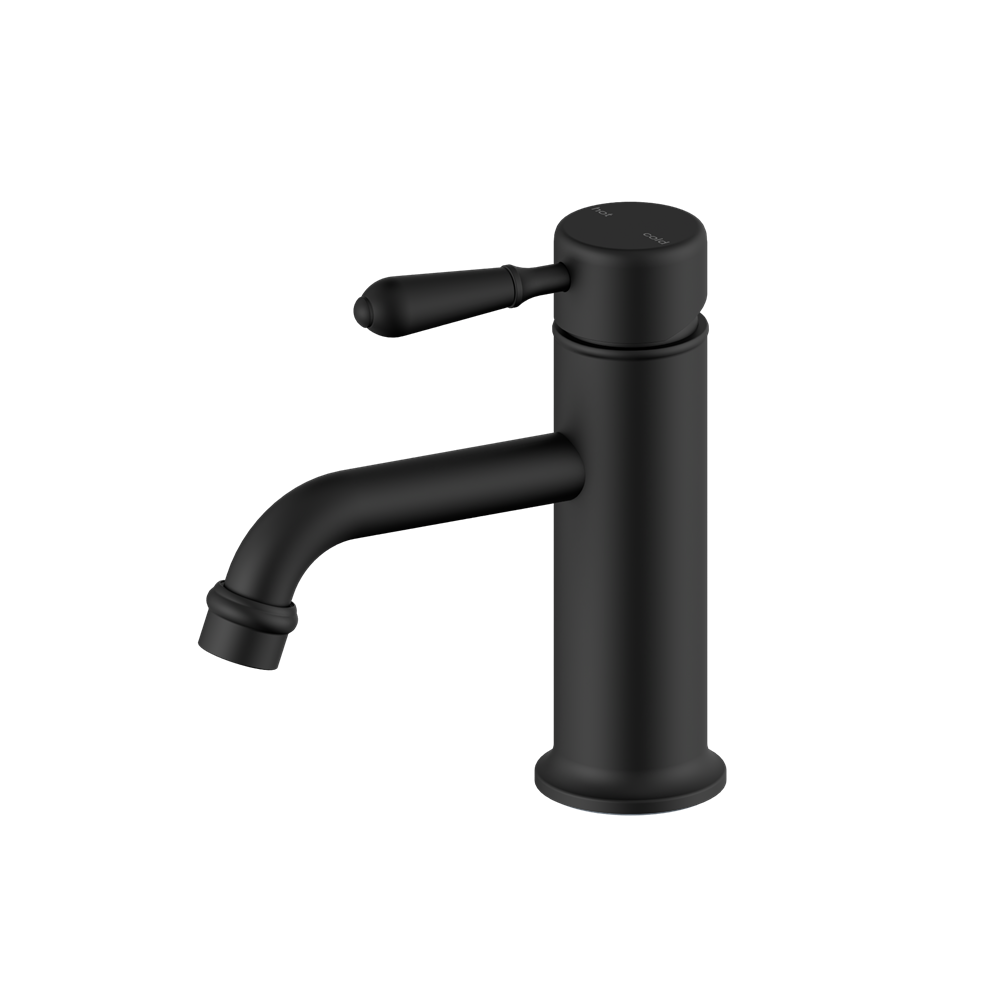 York Straight Basin Mixer With Metal Lever Matte Black