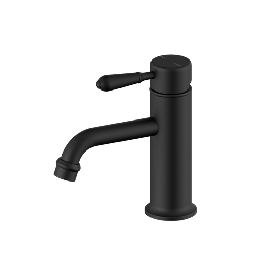 York Straight Basin Mixer With Metal Lever Matte Black