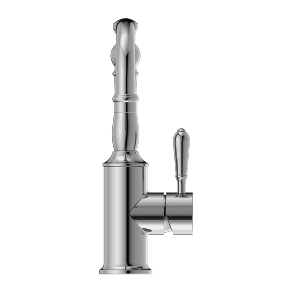 York Basin Mixer Hook Spout with Metal Lever Chrome